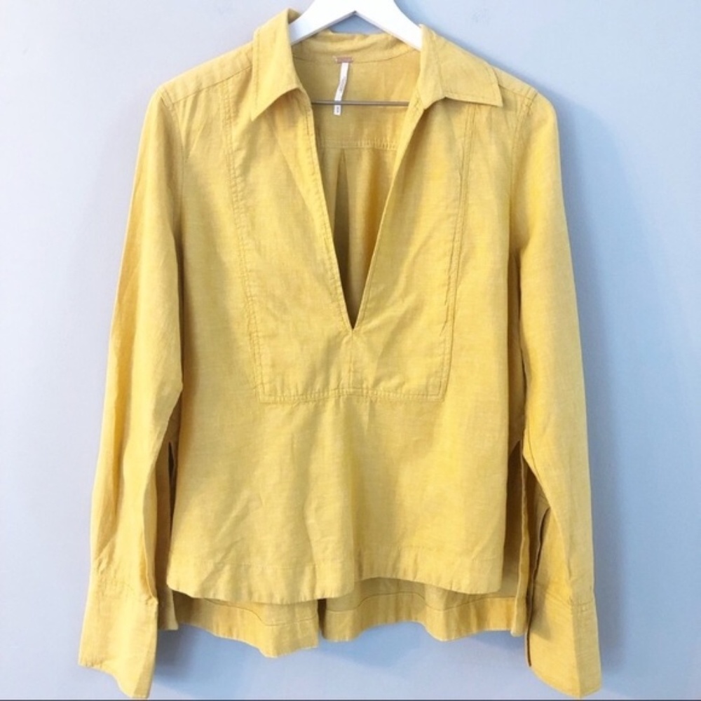 NWOT Free People Mustard Linen blous